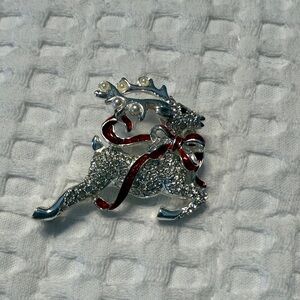 Stanley Silver and Red Reindeer Brooch